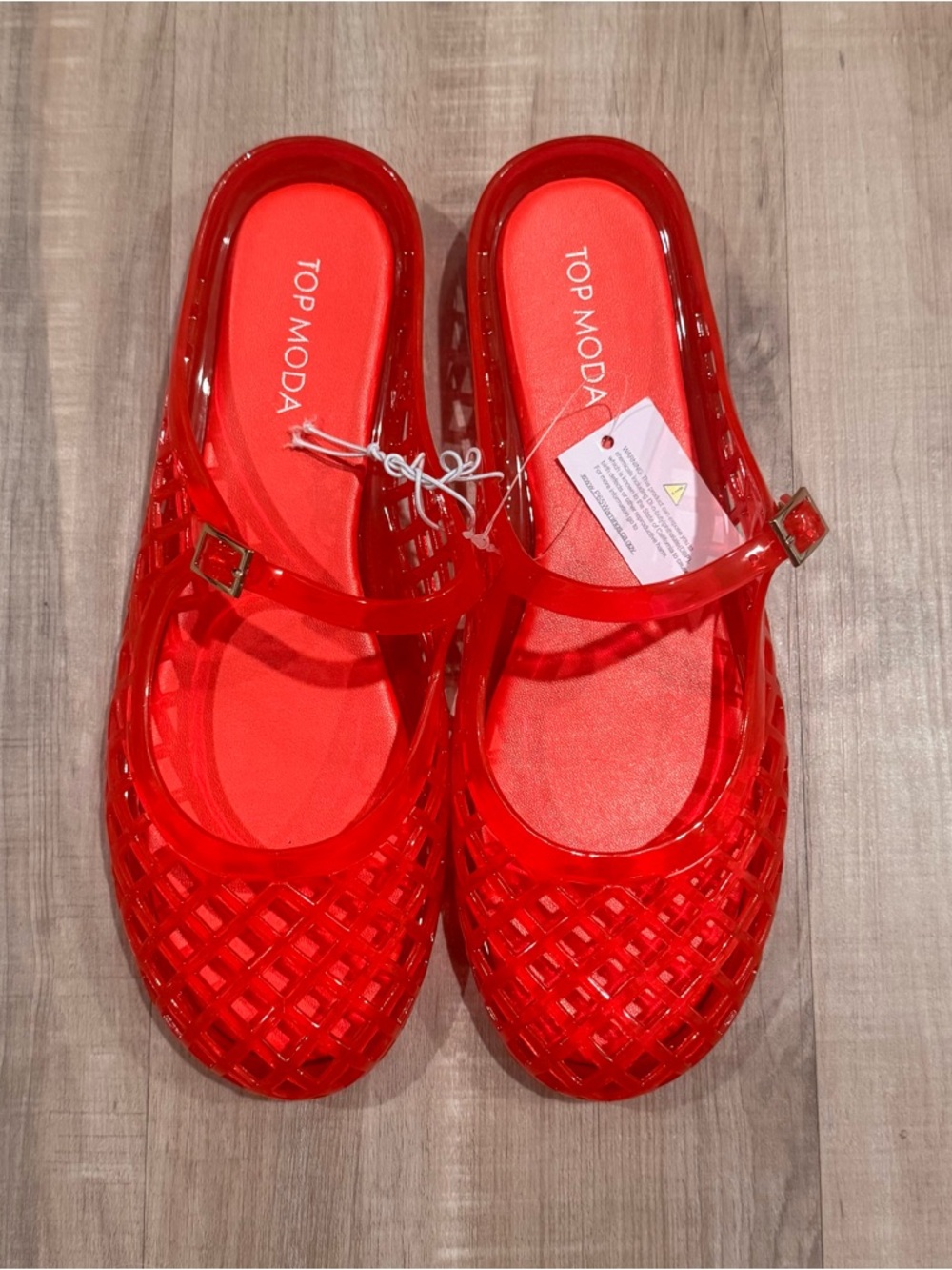 TOP Moda Red Jelly Mary Jane Flats Balletcore